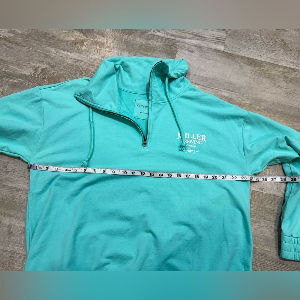 NWOT Camp, David Miller brewing Company, Teal, 3/4 zip pull over - Picture 9 of 10